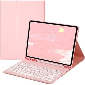 iPad Air Air2 iPad 5 iPad 6 Pro 9.7'' Keyboard Cover iPad 6th 5th Generation 9.7'' Color Bluetooth Keyboard Magnetic Detachable Cute Round Keycaps (iPad Air/Air2/iPad5/iPad6/Pro9.7, Pink)