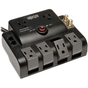 Tripp Lite 6 Rotatable Outlet Surge Protector Power Strip, 8ft Cord, Two USB, Black, $50,000 INSURANCE (TLP608RUSBB)