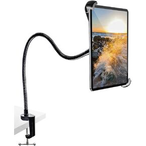 Gooseneck Large Tablet Stand, woleyi Heavy Duty Aluminum Long Arm Desk iPad Holder, Flexible Arm Clip Tablet Mount for iPad Pro 9.7, 10.5, 12.9 Air, Galaxy Tabs, Surface Pro/GO, More 9.5-14.5" Tablets