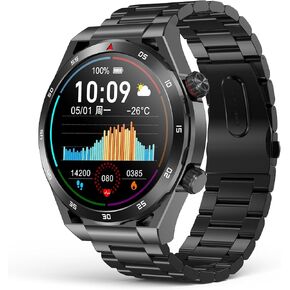 EarlySincere Smart Watches for Men, 1.39" HD Fitness Watch, Smartwatches with Blood Pressure Heart Rate Blood Oxygen Sleep Monitor for Android and iPhone, Black Metal
