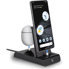 محطة شحن Wasserstein 2 في 1 - مصنوعة خصيصًا لـ Google - حامل Pixel لشحن أجهزة Google وUSB-C المتعددة في نفس الوقت (أسود) in Kuwait