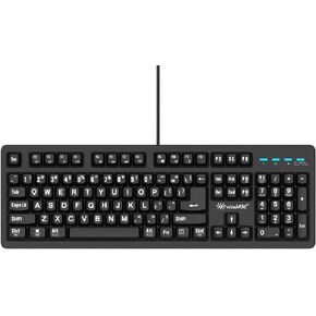 104-Key Large Print Keyboard for Windows and Mac with USB Wired Connection, Spill-Resistant, and Dual Compatibility (Black)
