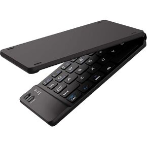 Foldable Bluetooth Keyboard, Portable Wireless Keyboard Rechargeable Full Size Ultra Slim Folding Keyboard Compatible iOS Android Windows Smartphone Tablet and Laptop (Black)