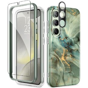 GVIEWIN Designed for Samsung Galaxy S24 Plus Case, [4 in 1 Full-Body Protection][Military Grade Drop Tested] Marble Shockproof Protective Phone Cover for S24 Plus 6.7" 2024(Dreamland River/Purple)
