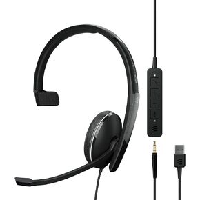 EPOS | Sennheiser ADAPT 135 USB II (1000914) - Wired, Single-Sided Headset - 3.5mm Jack and USB Connectivity - UC Optimized - Superior Sound - Enhanced Comfort - Call Control - Black