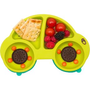 Toddler Plates, Portable Baby Plates for Toddlers, BPA-Free Strong Suction Plates for Toddlers, Dishwasher and Microwave Safe Silicone Placemat 10x7x1''