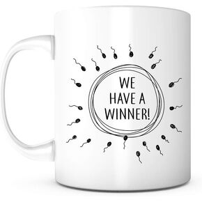 We Have A Winner-11 Ounce Ceramic White Mug, Baby Shower, Baby Announcement, Funny Mug, Congratulations Husband, Expecting Mom, Coming Soon, Fatherhood, I'm Pregnant, Pregnancy Reveal