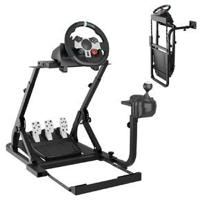 GOCAPTAIN Racing Steering Wheel Stand - Adjustable Design, Universal Gear Lever, Chair-Friendly Slot, Quick-Fold for Logitech G920/G25/G29, Thrustmaster T80/T150/T300, Black
