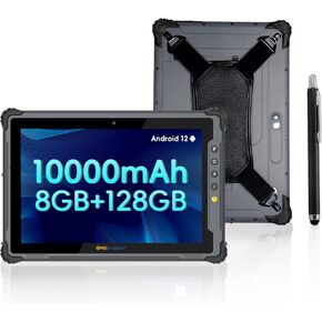 ONERugged Rugged Tablet M10T, 10.1 inch Andriod 12 Tablet, Octa-Core CPU 8GB+128GB, IP65 MIL-STD-810H Waterproof, 10000mAh, Industrial Outdoor Work PC w/ 13MP+5MP Camera, 4G LTE/WiFi 5/BT 5.1/NFC-Gray