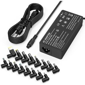 شاحن كمبيوتر محمول بمحول تيار متردد عالمي بقدرة 90 وات متوافق مع Lenovo HP Dell ASUS Acer Samsung Gateway Notebook Ultrabook Chromebook Pavilion EliteBook Inspiron Latitude ThinkPad والمزيد مع 16 نصيحة
