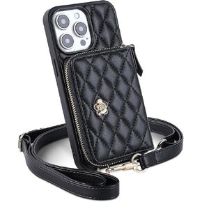 Crossbody Wallet Case for iPhone 15 Pro Max, Women Cross Body Phone Case with Strap, RFID Blocking PU Leather Zipper Phone Purse with Card Holder, Cellphone Purses Trendy (6.7 inch) - White