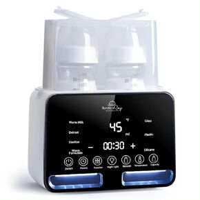 Baby Bottle Warmer - Bundle of Joy Baby Basics Fast Baby Double Bottle Warmer for breastmilk and Formula, Multipurpose with Digital Display, Black