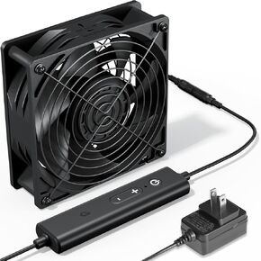 upHere 120mm x 38mm AC Powered Fan,Dual Ball,12V 5 Speed Controller with AC Plug,for Receiver Xbox DVR Playstation Component Electronics Cooling Fan and Cabinet Ventilation Fan,D1K1