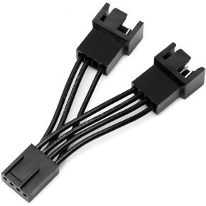 CRJ Mini 2-Way PC Fan Splitter Cables (2-Pack) - 2.5-inch (6cm) - Minimalist Short 2-Way Y Splitter Adapters for 3-Pin & 4-Pin PWM Computer Fans