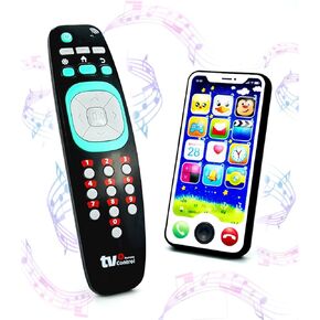 Baby Remote Control Toy and Smartphone Bundle, Pretend Play Playset for Toddlers Babies， Musical Toys with light and sound for Boys and Girls