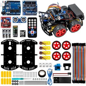 Smart Robot Car R3 Project Kit Compatible with Arduino IDE, with Tutorial, Bluetooth, Line Tracking, Ultrasonic Sensor