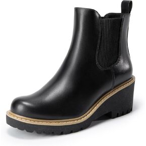DREAM PAIRS Women's Wedge Chelsea Ankle Boots Fashion Round Toe Low Wedge Heel Platfrom Booties Shoes