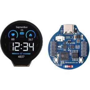 ESP32-S3 with 1.28inch Round LCD 240×240 Resolution ESP32 S3 Development Board with IPS Display, 32-bit LX7 Dual-Core Processor, GC9A01 Driver Chip, Supports WiFi/Bluetooth,Type-C Connector