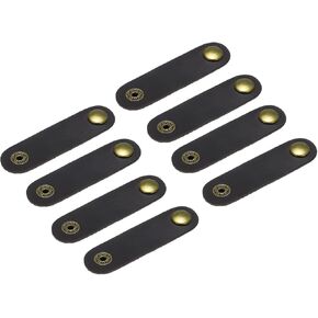 MECCANIXITY 8Pcs Leather Cable Straps Cord Organizer 80x20mm Cable Ties Portable Cable Management for USB Cable, Headphone Wire, Black