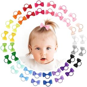 40PCS 2 Inches Baby Hair Ties, OAOLEER Toddler Hair Ties with Bows, Elastic Ponytail Holders Mini Small Hair Ties For Baby Girls Infants Hair Accessories (Baby Hair Ties-A, 2 Inch)