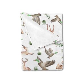Baby Hunting Woodland Animals Blanket for Girls & Boys Wild Animals Swaddle Blankets Hunting Deer Duck Leaves Baby Toddler Newborn Nursery Bed Blanket Crib Soft Warm Receiving Blankets 30x40inch