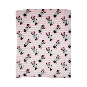Disney Cudlie Baby Girl Minnie Mouse 1-Ply Flannel Fleece Blanket with Simply Stripe Print