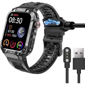 متوافق مع شاحن الساعة الذكية العسكرية Hvlgmrc، كابل شاحن بديل لكابل شحن USB مغناطيسي Lamshaw متوافق مع Hvlgmrc P66، Azgqswr P66، Ypaddbu P66 1.96 بوصة ساعة ذكية عسكرية