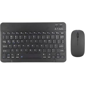 Bluetooth Keyboard Mouse Combo for PC Tablet Phone, Ultra Slim Portable Compact Mouse Keyboard, Rechargeable USB Keyboard 1600DPI Mouse Set (Black)