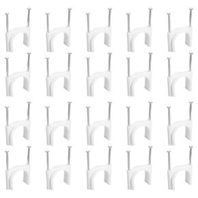uxcell Cable Clips with Steel Nail, 50Pcs 30mm/1.18" Plastic Cable Wire Clips, Ethernet Cable Clips Nail in Cable Clips for Home Wires Cables Cords Management, White