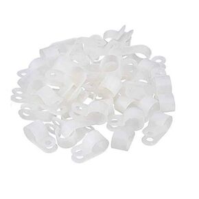 100PCS White Nylon R-Type Cable Clamp Cable Organizer Cord Clips for Cable Management (1/8 Inch /3.2mm Diameter)