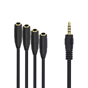 Poyiccot 3.5mm Splitter Mic and Audio Cable, 3.5mm Headphone Splitter 1 to 4 Ways 3.5mm (1/8") TRRS 4Pole Male to 4Female Cable for Earphone & Headset Phone (3.5mm trrs Aux Cable Spiltter)