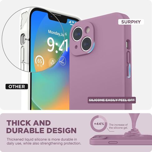 SURPHY Designed for iPhone 14 Plus Case with Screen Protector and Camera Protection, Liquid Silicone Phone Case with Soft Microfiber Lining, Lilac Purple in Saudi Arabia