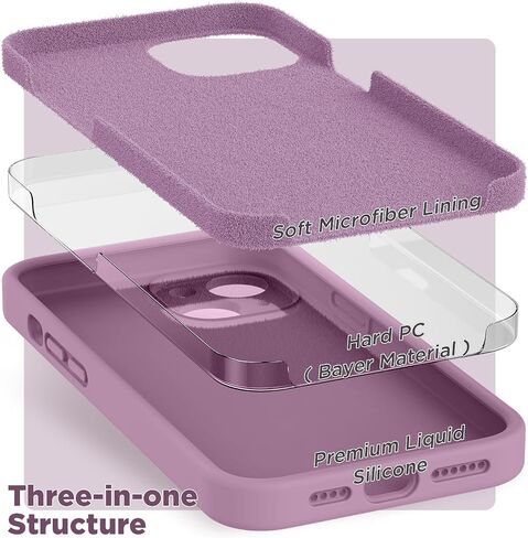SURPHY Designed for iPhone 14 Plus Case with Screen Protector and Camera Protection, Liquid Silicone Phone Case with Soft Microfiber Lining, Lilac Purple in Saudi Arabia
