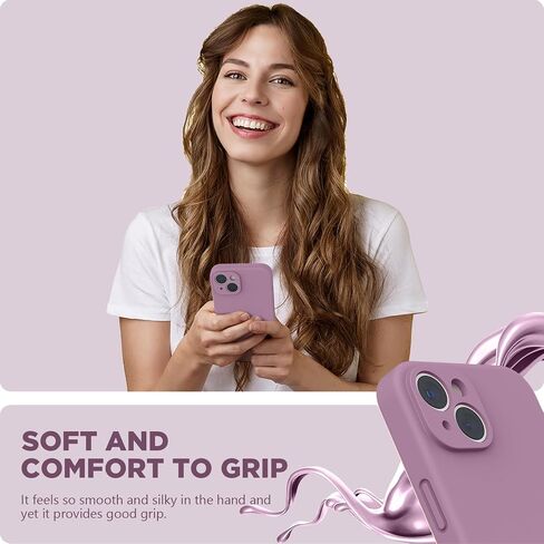 SURPHY Designed for iPhone 14 Plus Case with Screen Protector and Camera Protection, Liquid Silicone Phone Case with Soft Microfiber Lining, Lilac Purple in Saudi Arabia