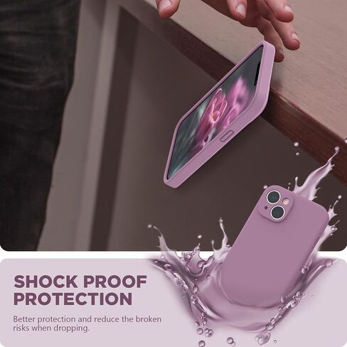 SURPHY Designed for iPhone 14 Plus Case with Screen Protector and Camera Protection, Liquid Silicone Phone Case with Soft Microfiber Lining, Lilac Purple in Saudi Arabia