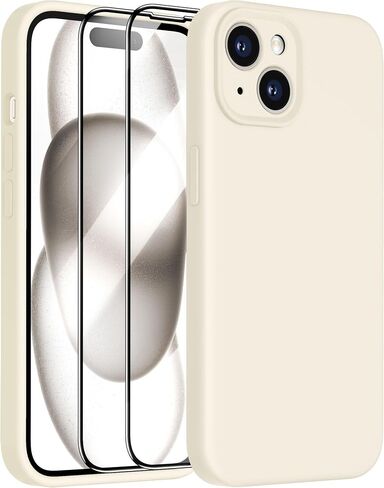 Dssairo Compatible with iPhone 15 Case,Upgrade Liquid Silicone,with 2× Screen Protector[Enhanced Camera Protection][Scratch-Resistant Soft Microfiber Lining] Slim Cover Phone Cases (Black) in Saudi Arabia