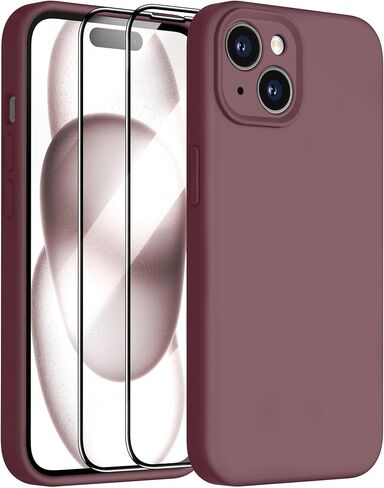 Dssairo Compatible with iPhone 15 Case,Upgrade Liquid Silicone,with 2× Screen Protector[Enhanced Camera Protection][Scratch-Resistant Soft Microfiber Lining] Slim Cover Phone Cases (Black) in Saudi Arabia