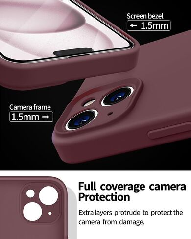Dssairo Compatible with iPhone 15 Case,Upgrade Liquid Silicone,with 2× Screen Protector[Enhanced Camera Protection][Scratch-Resistant Soft Microfiber Lining] Slim Cover Phone Cases (Black) in Saudi Arabia