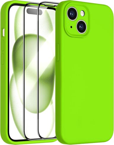 Dssairo Compatible with iPhone 15 Case,Upgrade Liquid Silicone,with 2× Screen Protector[Enhanced Camera Protection][Scratch-Resistant Soft Microfiber Lining] Slim Cover Phone Cases (Black) in Saudi Arabia
