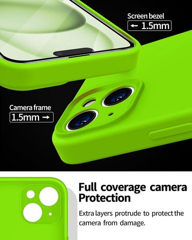 Dssairo Compatible with iPhone 15 Case,Upgrade Liquid Silicone,with 2× Screen Protector[Enhanced Camera Protection][Scratch-Resistant Soft Microfiber Lining] Slim Cover Phone Cases (Black) in Saudi Arabia