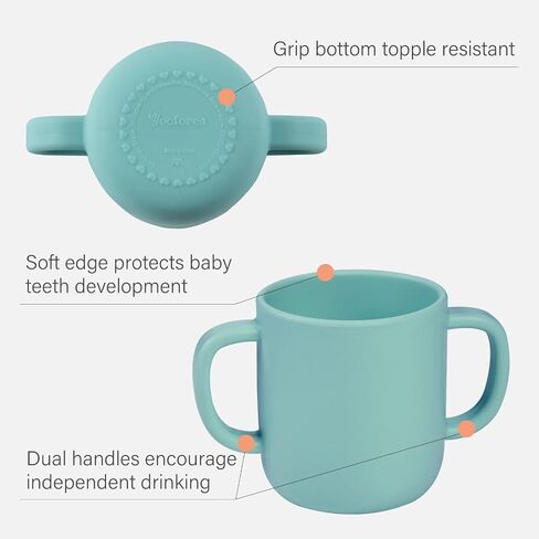Yooforea Baby Led Weaning Supplies I Toddler Infant Baby Essentials First Stage I Baby Feeding Set - Tiny Cup, Suction Bowl & Plate I 100% Platinum Food Grade Silicone I BPA BPS PVC Free - Cream in Saudi Arabia