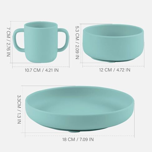 Yooforea Baby Led Weaning Supplies I Toddler Infant Baby Essentials First Stage I Baby Feeding Set - Tiny Cup, Suction Bowl & Plate I 100% Platinum Food Grade Silicone I BPA BPS PVC Free - Cream in Saudi Arabia