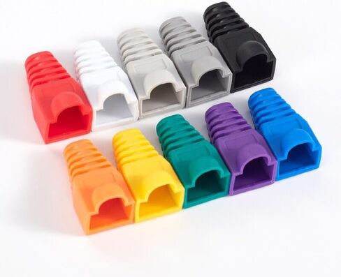 حذاء تخفيف إجهاد كابل شبكة إيثرنت PVC RJ45 الناعم يناسب CAT5 CAT5e CAT6 CAT6A، غطاء قابس موصل كابل مرمز بالألوان RJ45 لكابل LAN (100 حزمة متعددة 10 ألوان) in Kuwait