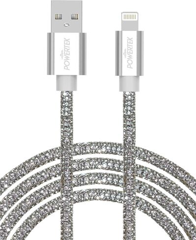 LIQUIPEL Powertek 6ft MFI Certified USB to Lightning Cable - Fast Charging, Diamond Shine, Compatible with iPad & iPhone (Black) in Saudi Arabia