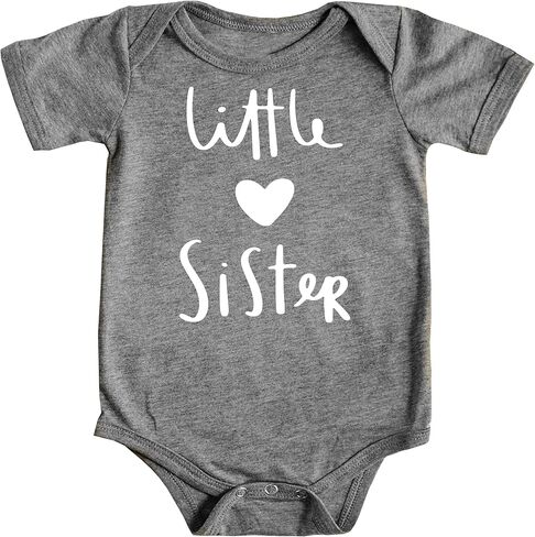 Olive Loves Apple Little Sister with Heart Bodysuit for Baby Girls Sister Sibling Outfits in Saudi Arabia