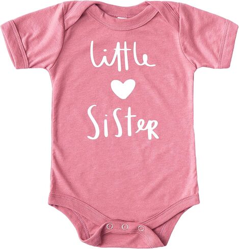 Olive Loves Apple Little Sister with Heart Bodysuit for Baby Girls Sister Sibling Outfits in Saudi Arabia