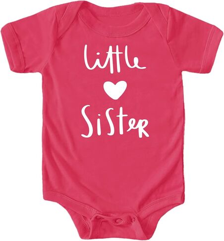 Olive Loves Apple Little Sister with Heart Bodysuit for Baby Girls Sister Sibling Outfits in Saudi Arabia