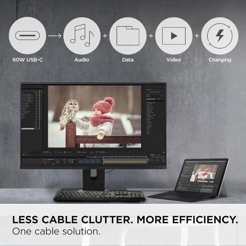 شاشة ViewSonic VG275 مقاس 27 بوصة IPS 1080p مصممة للسطح مع بيئة عمل متقدمة، و60 وات USB C، وHDMI ومنفذ DisplayPort in Kuwait