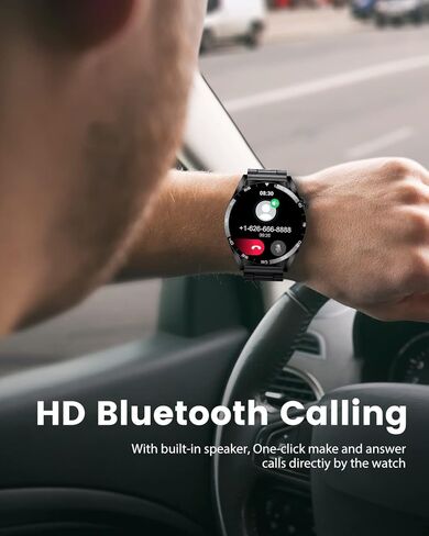 ساعة ذكية للرجال من LIGE مزودة بتقنية البلوتوث للرد على المكالمات، ساعة تعقب اللياقة البدنية مع عداد خطوات لمراقبة معدل ضربات القلب/BP/النوم، 2024 1.3 بوصة عالية الدقة تعمل باللمس بالكامل مقاومة للماء لهواتف iPhone Android باللون الأسود in Kuwait