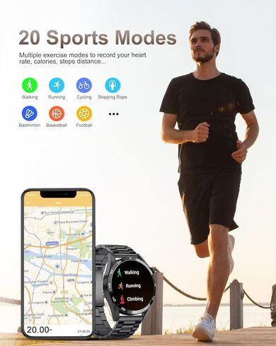 ساعة ذكية للرجال من LIGE مزودة بتقنية البلوتوث للرد على المكالمات، ساعة تعقب اللياقة البدنية مع عداد خطوات لمراقبة معدل ضربات القلب/BP/النوم، 2024 1.3 بوصة عالية الدقة تعمل باللمس بالكامل مقاومة للماء لهواتف iPhone Android باللون الأسود in Kuwait